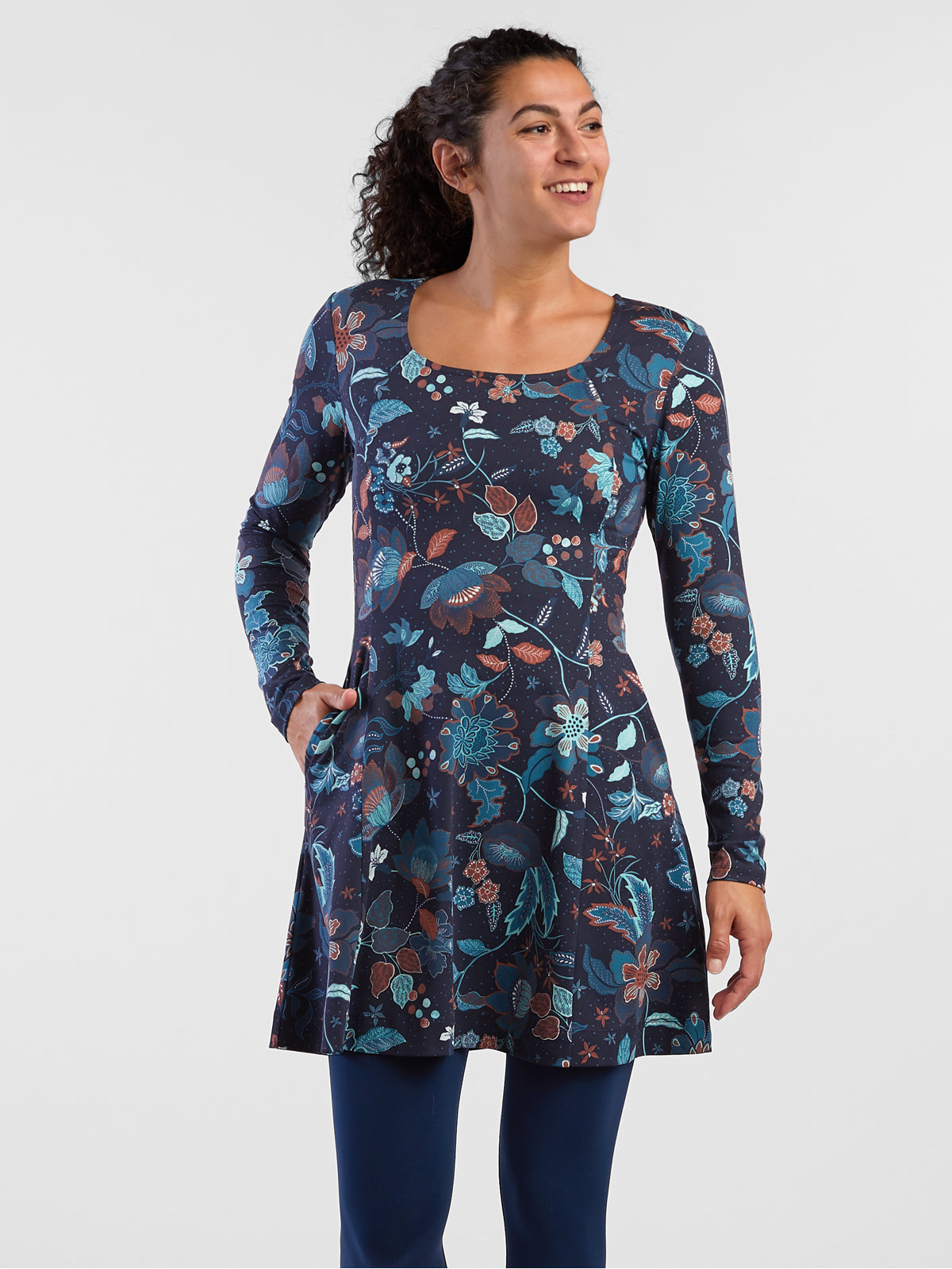 Dream Square Neck Long Sleeve Dress - Jardin