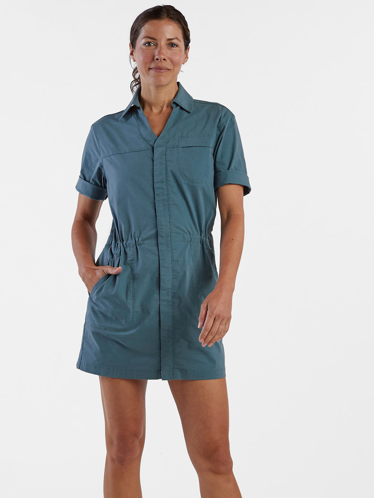 Wren Utility Short Sleeve Shirt Dress - Petite