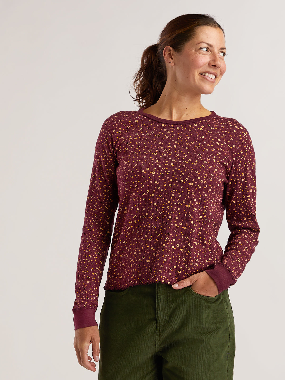 Foothill Pointelle Long Sleeve Crew