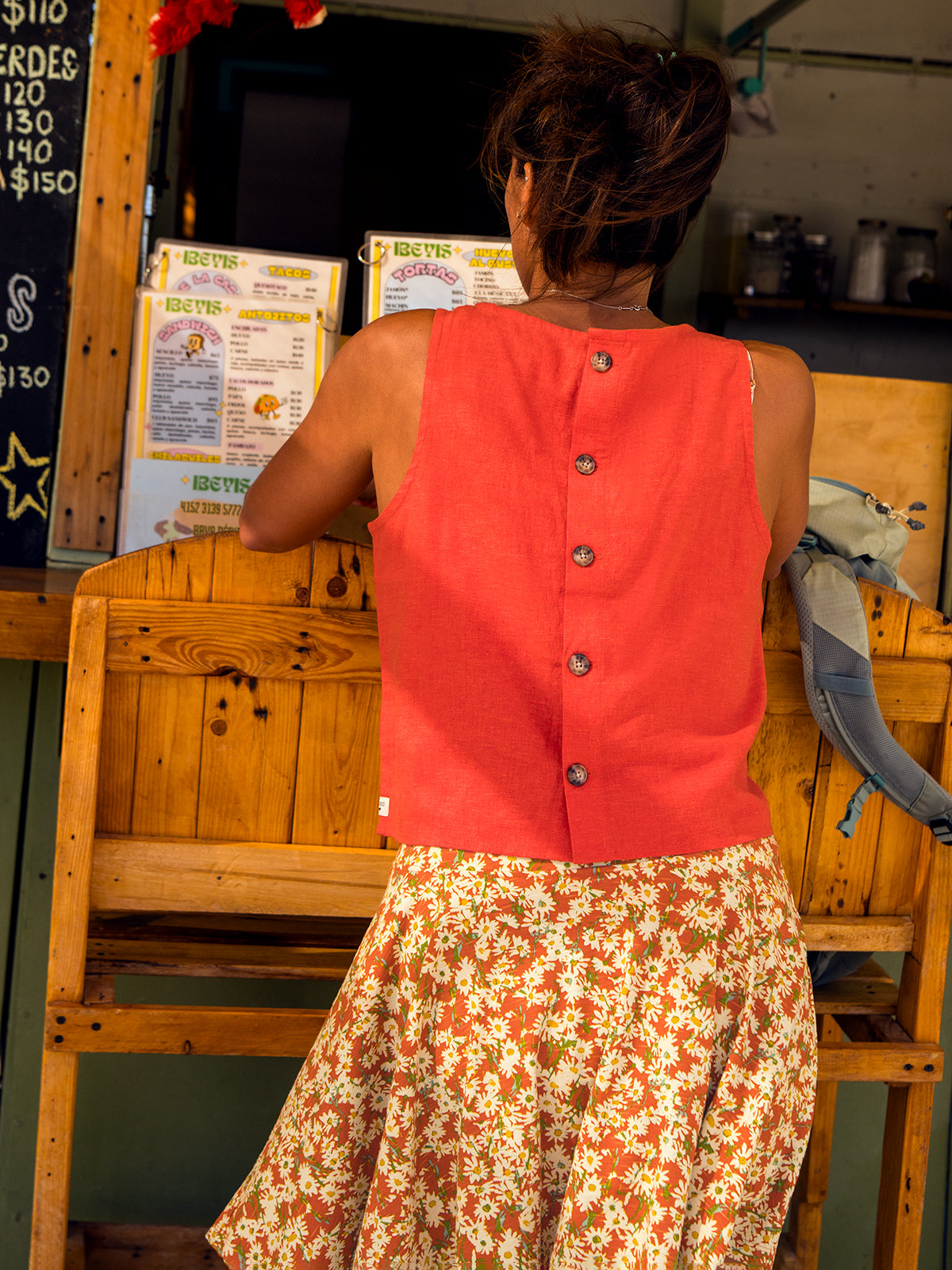 Baja Button Back Tank Top