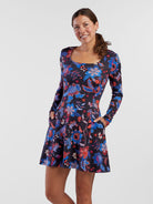 Dream Square Neck Long Sleeve Dress - Jardin