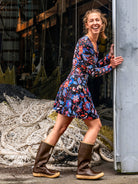 Dream Square Neck Long Sleeve Dress - Jardin all-groups