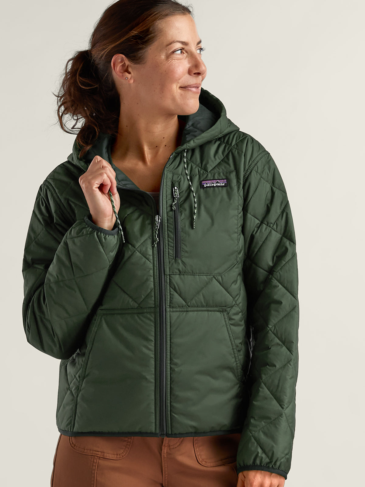 Diamond Quilted Bomber Hoodie Jacket