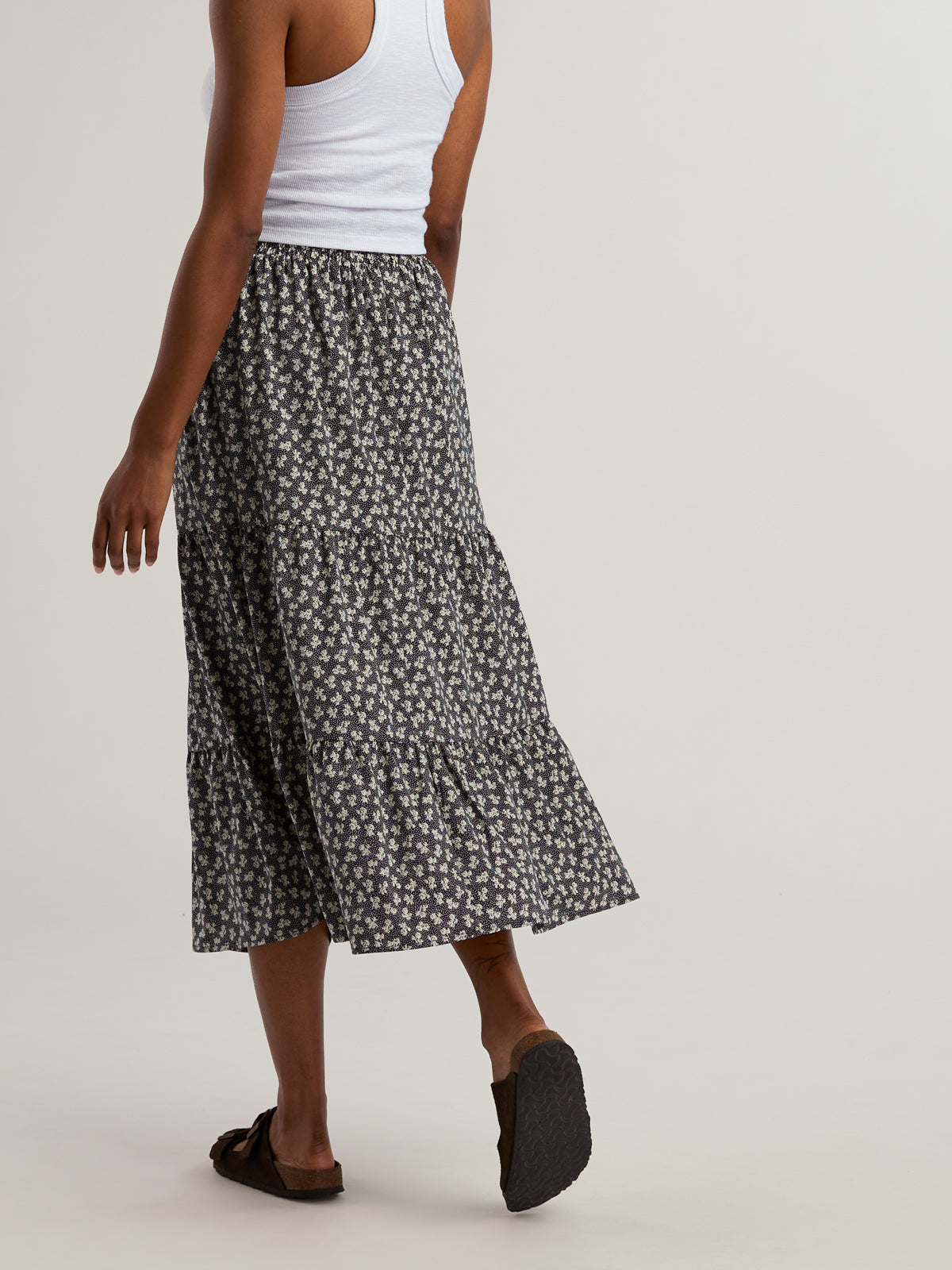 Crusher Tiered Midi Skirt