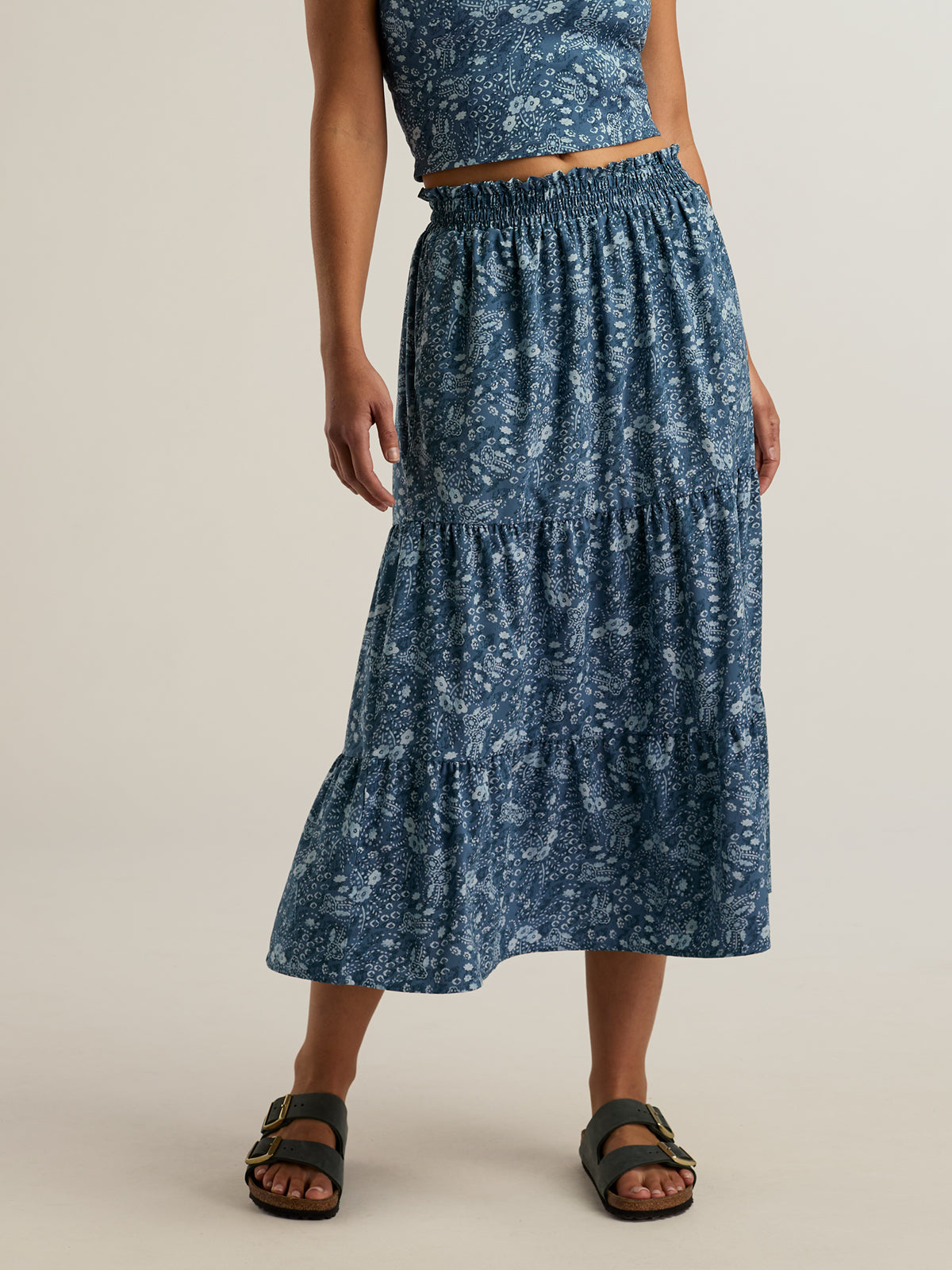 Crusher Tiered Midi Skirt