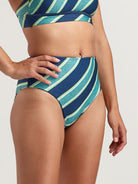 Streamline Reversible High Waisted Bikini Bottom - Water Nymph