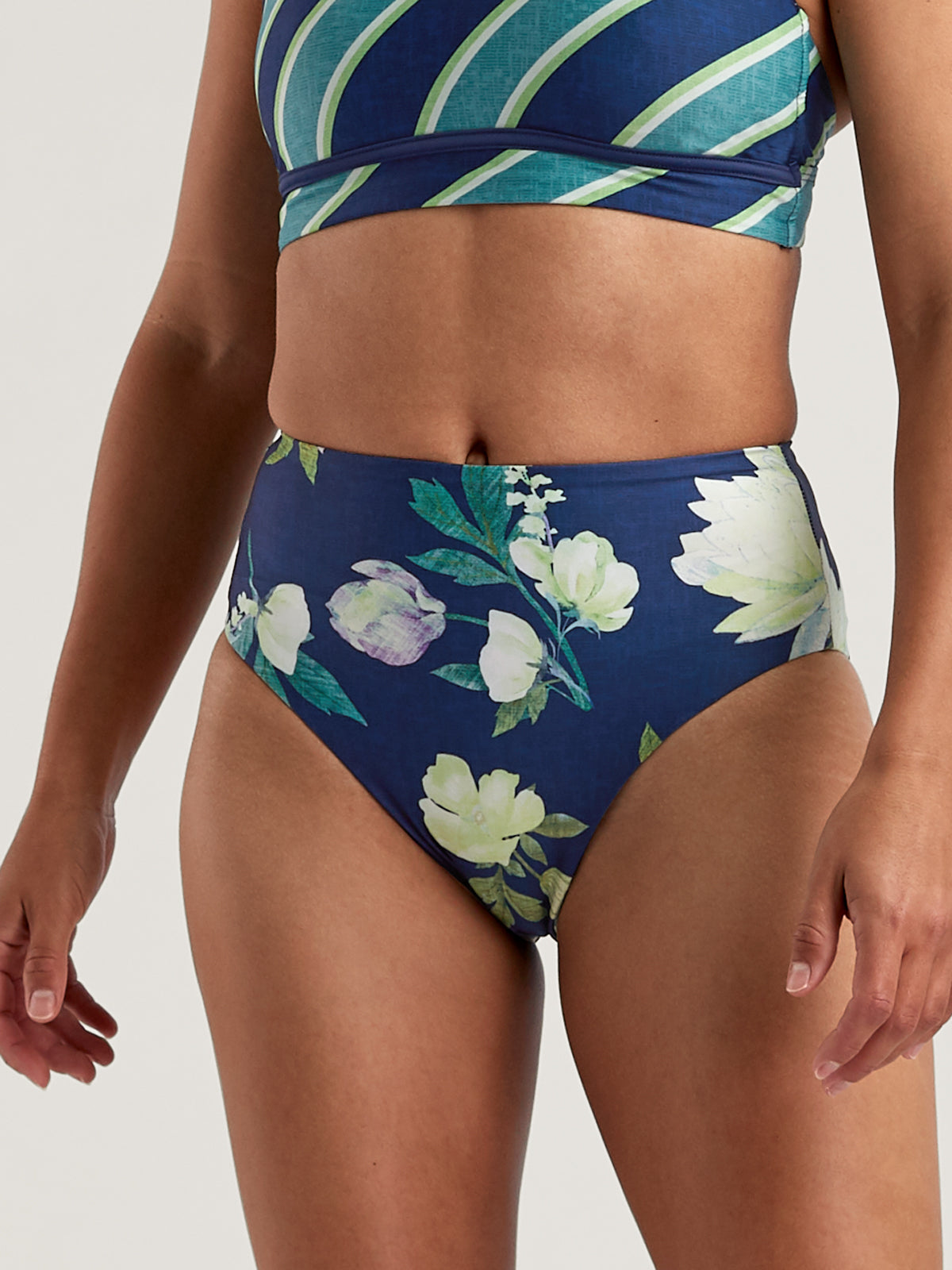 Streamline Reversible High Waisted Bikini Bottom - Water Nymph
