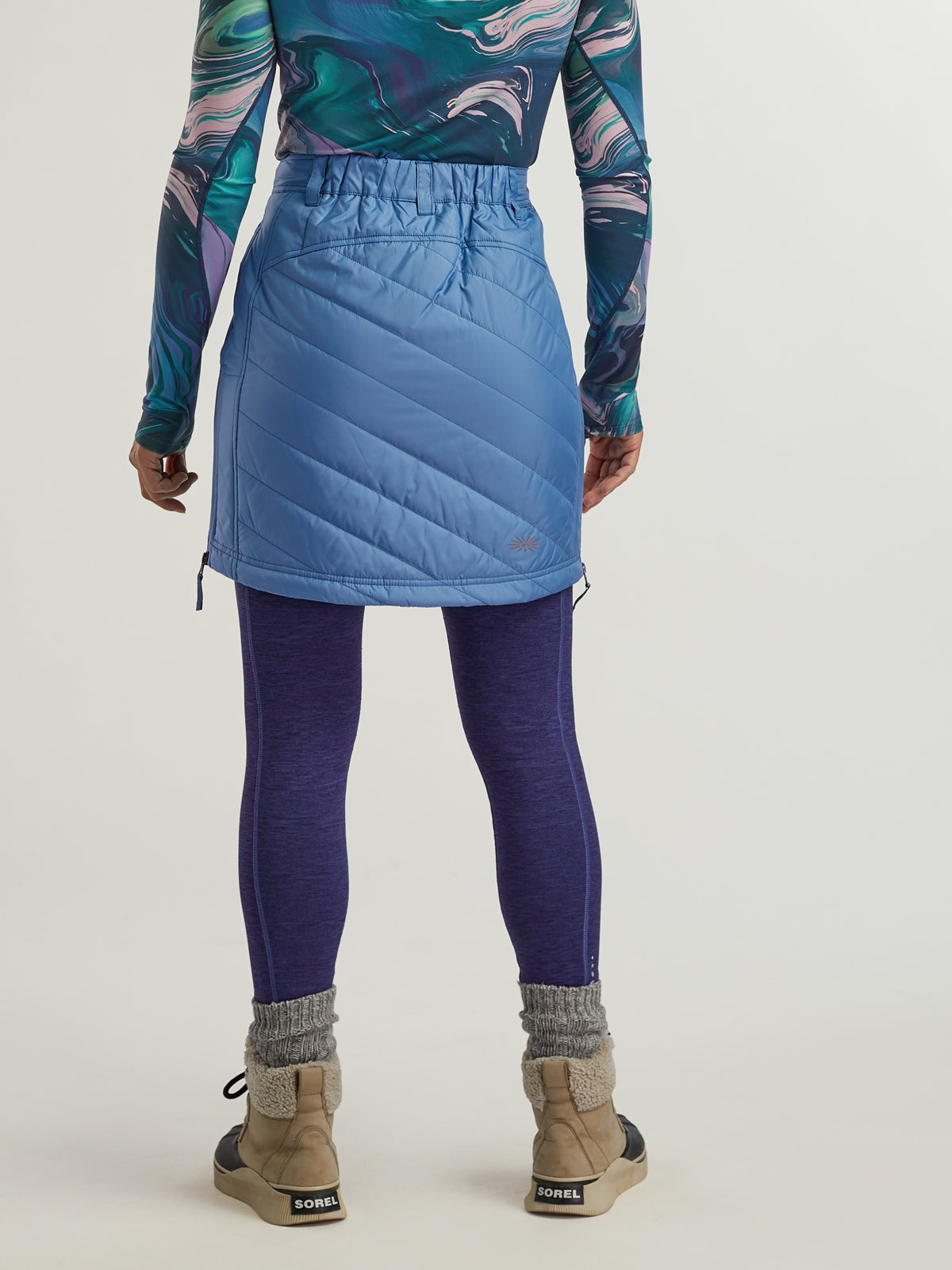 Bun Warmer Quilted Side Zip Midi Skirt