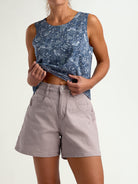 Performance Stretch Canvas High Rise Relaxed Shorts