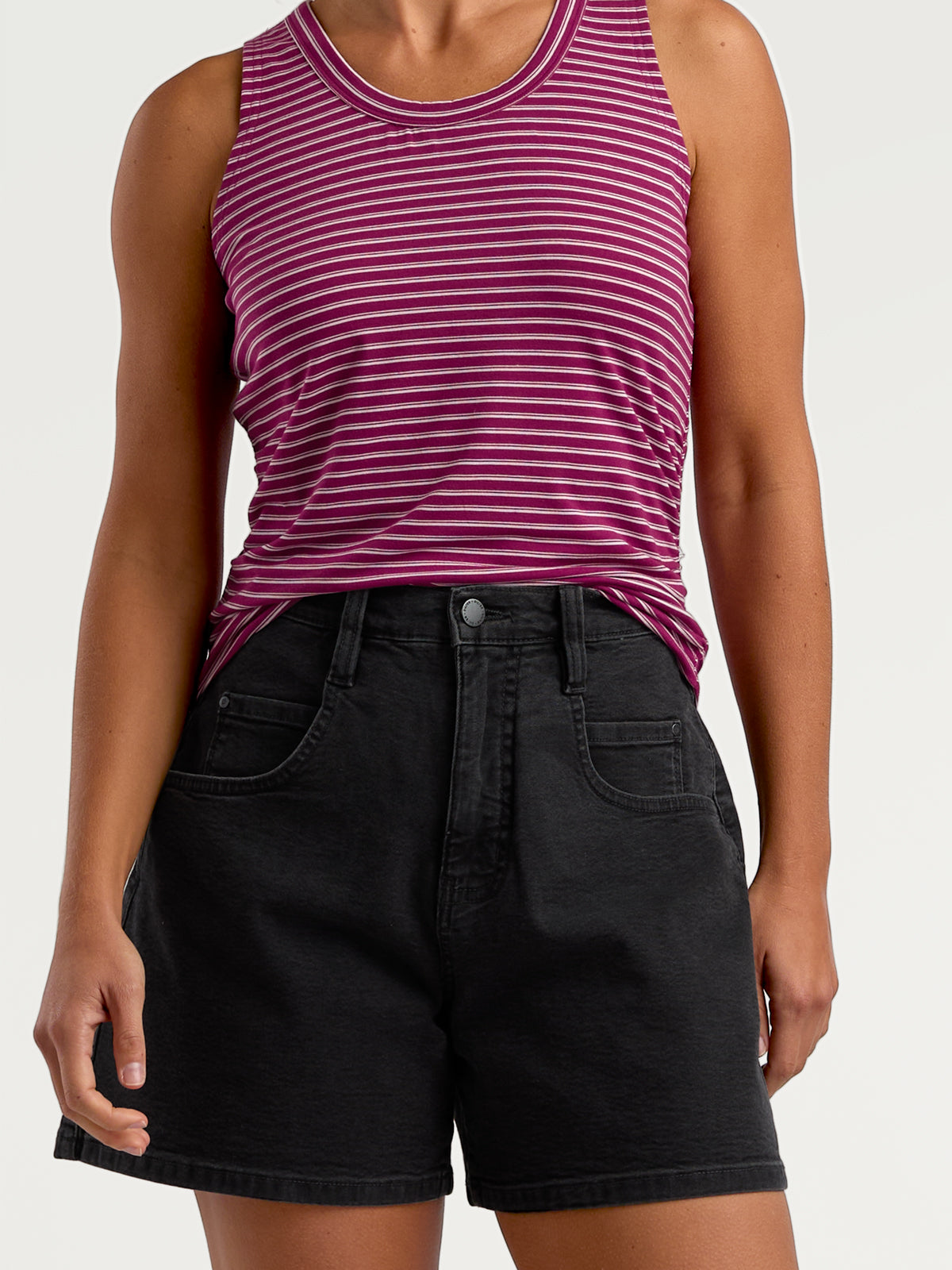 Performance Stretch Canvas High Rise Relaxed Shorts