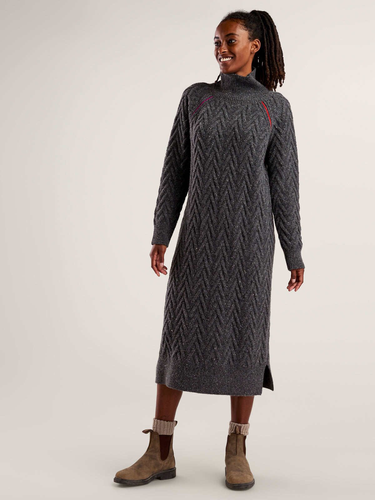 Leather Trimmed Wool Jumper Dress グレー Sweater Dresses for Women – Title Nine