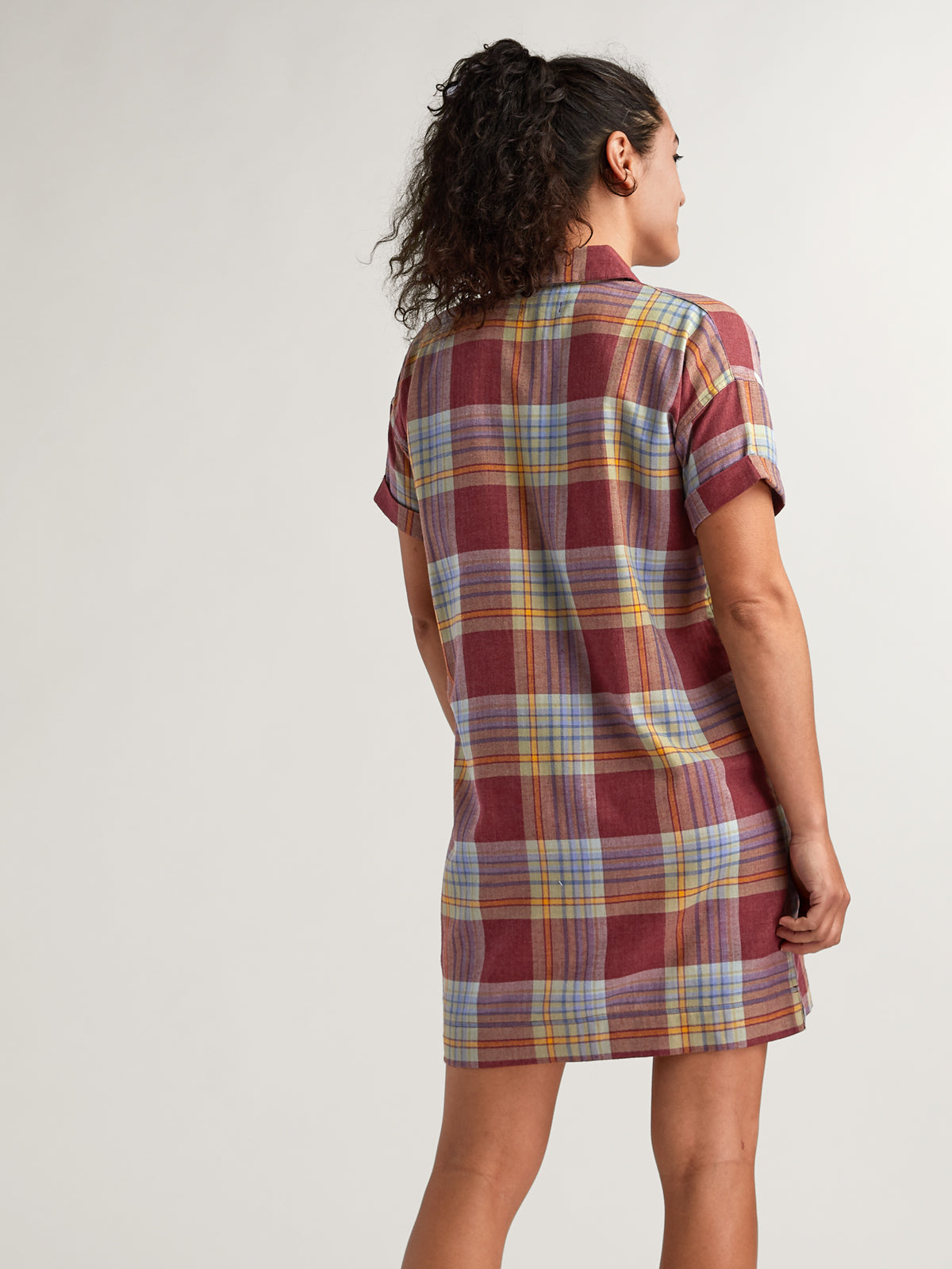 Plaiditude Short Sleeve Shirt Dress