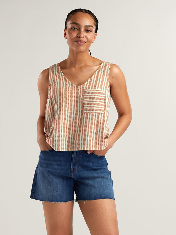 Baja Button Back Tank Top, Salt Dobby, original