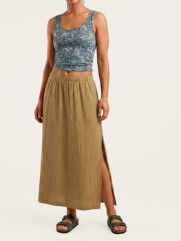 Yara Gauze Midi Skirt &ndash; Organic Cotton Gauze Midi Skirt