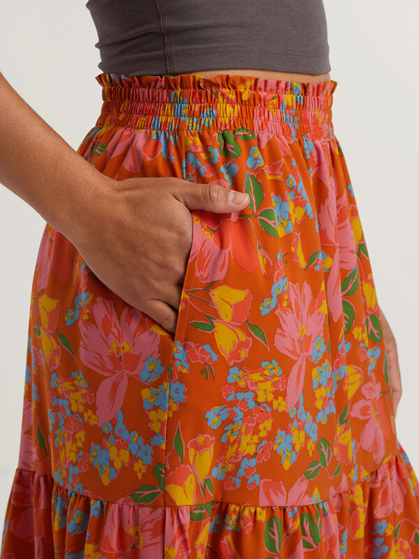 Crusher Tiered Midi Skirt, , original