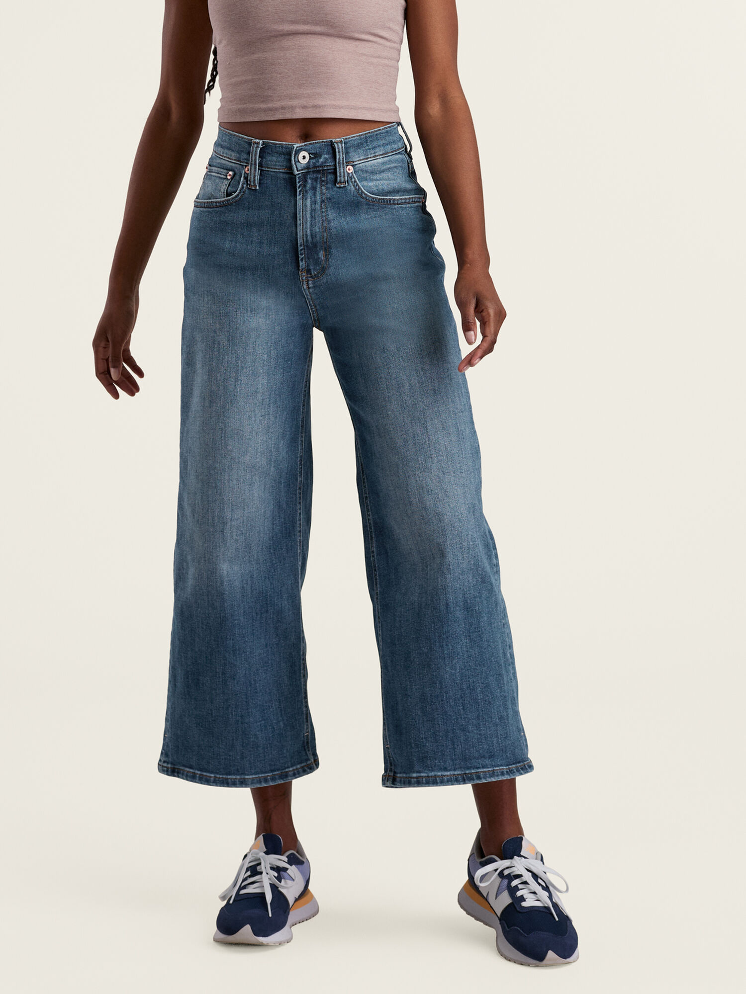 Performance Denim High Rise Wide Leg Cropped Jean, , original
