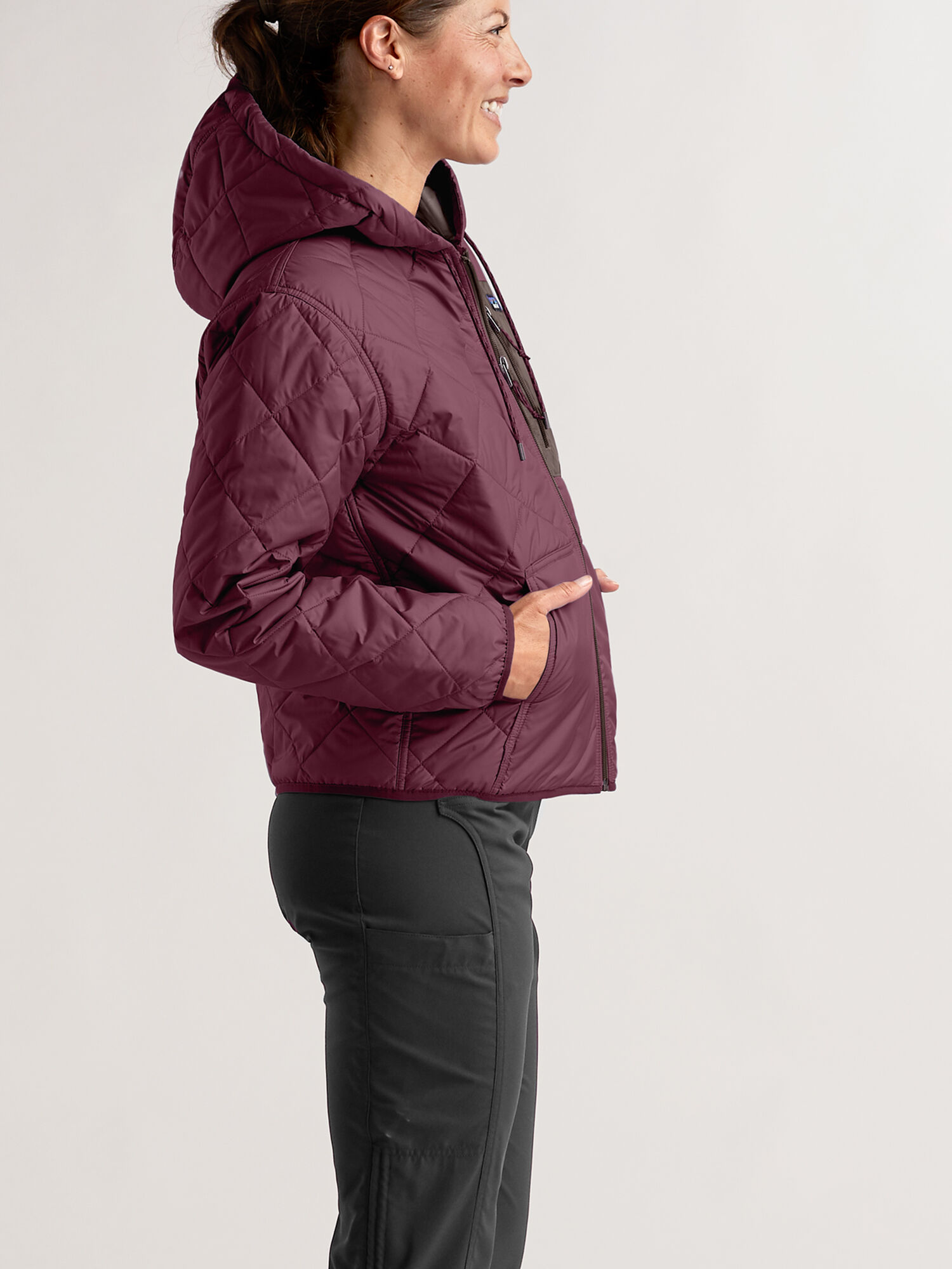 Diamond Quilted Bomber Hoodie Jacket, , original