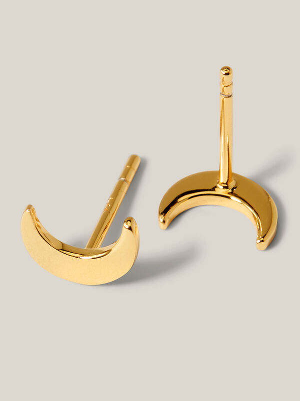 Crescent Moon Post Earrings | 18k Gold Plate