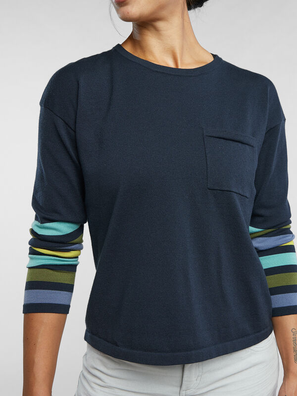 Synergy Crew Neck Sweater - Sleeve Stripe, , original