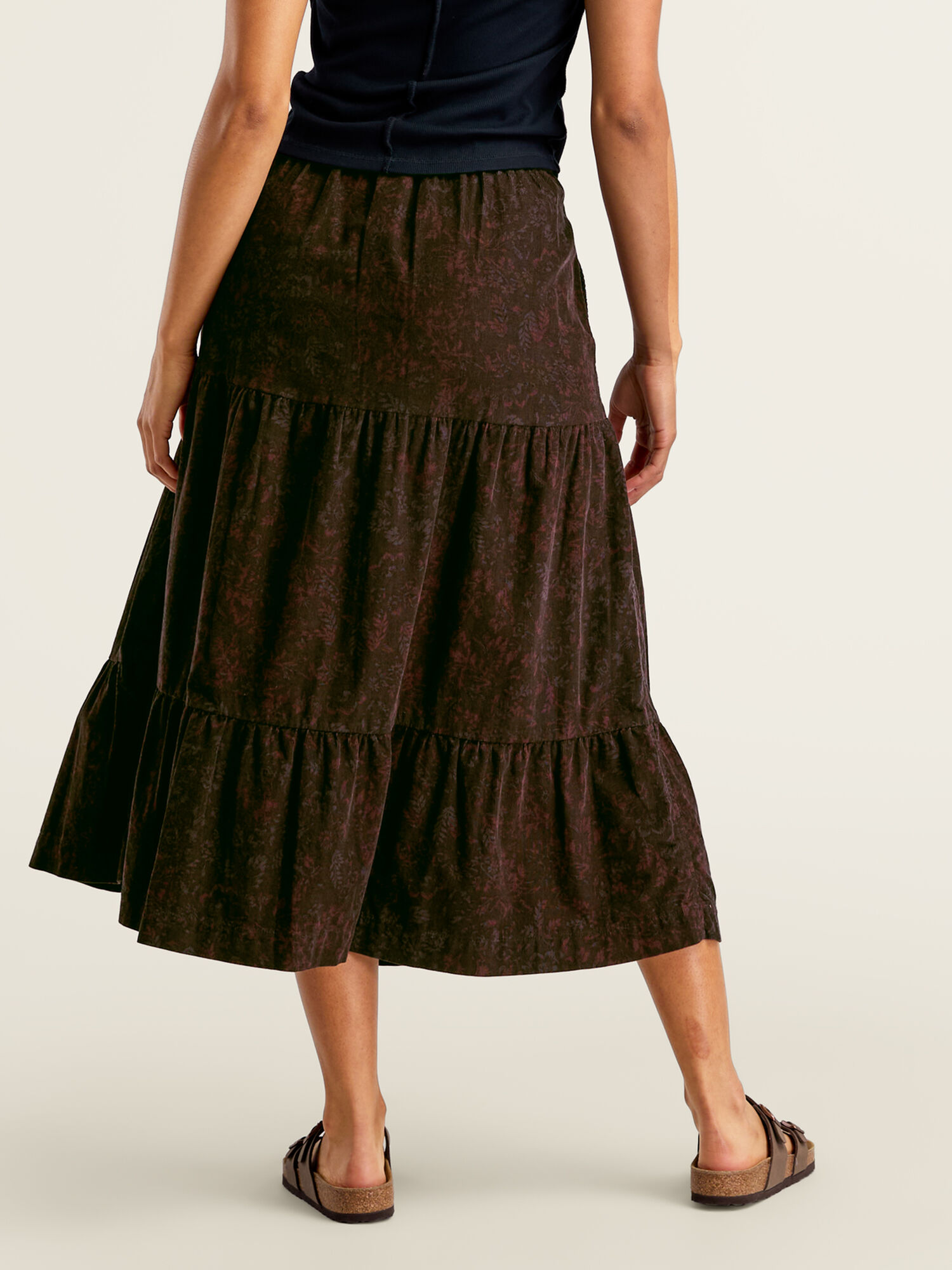 Cattail Cord Tiered Midi Skirt, , original