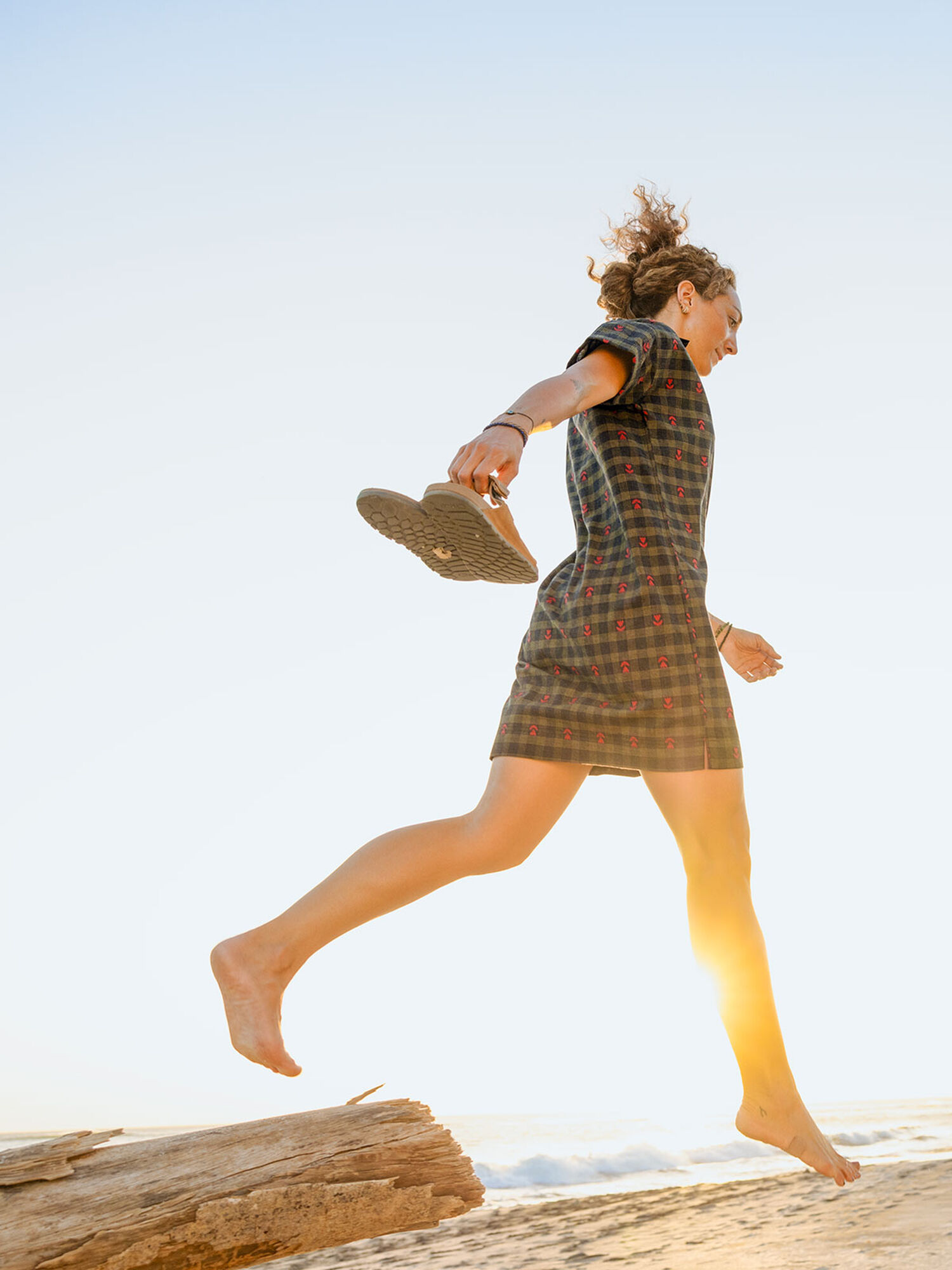 Plaiditude Short Sleeve Shirt Dress, , model
