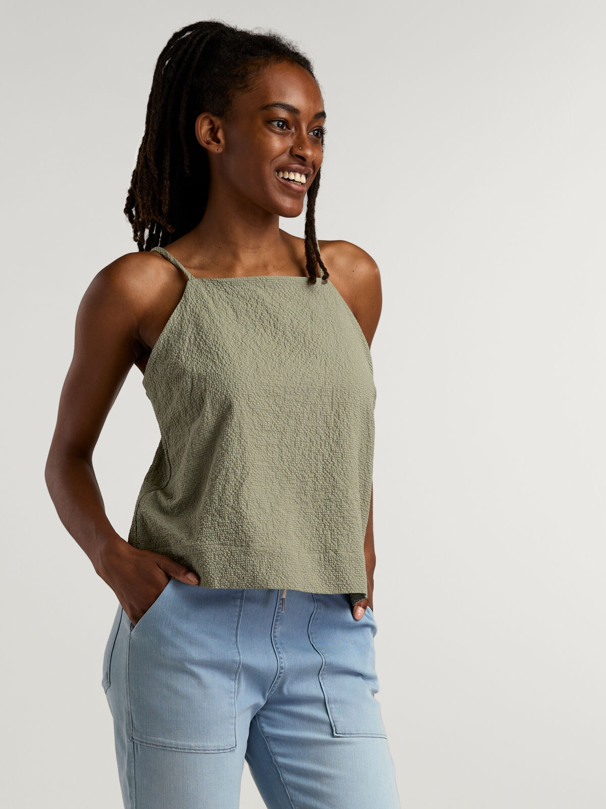 Coastal Sol Textured Tank – UPF 50 Swim Coverup Tank | Title Nine