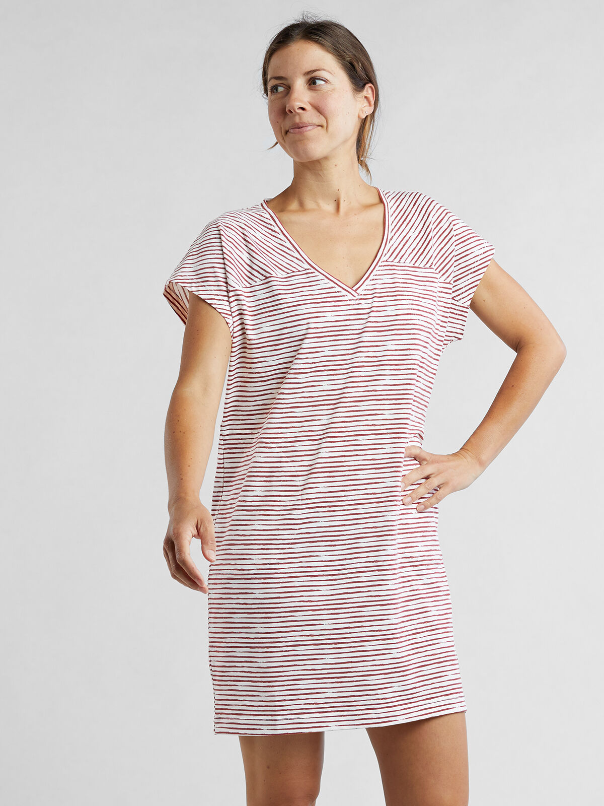 V neck t shirt dress white hot sale