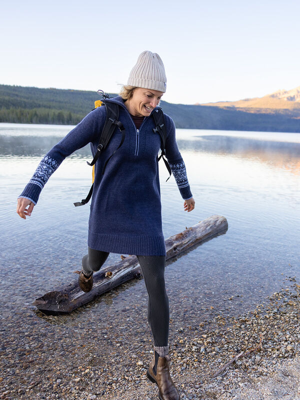 Quarter Zip Washable Wool Sweater Dress Tropo