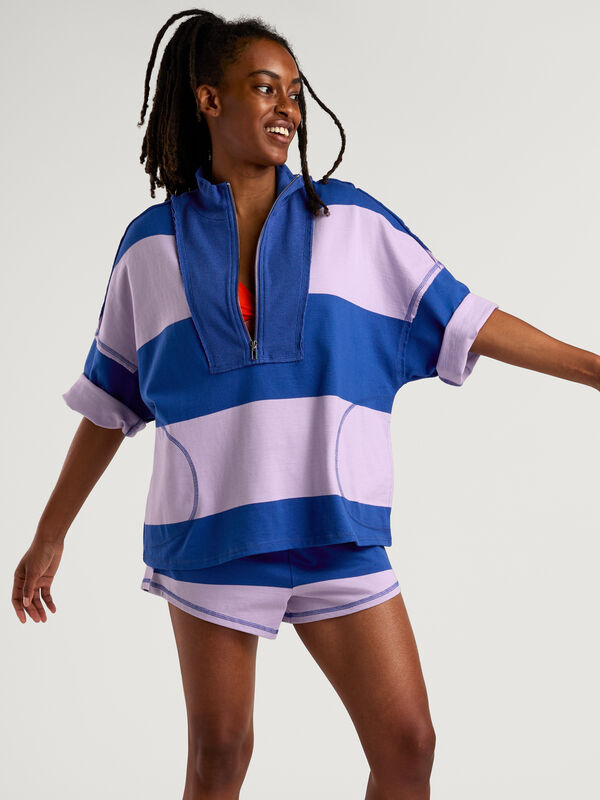 Retro Rugby Set &ndash; Cotton Quarter-Zip Short Set