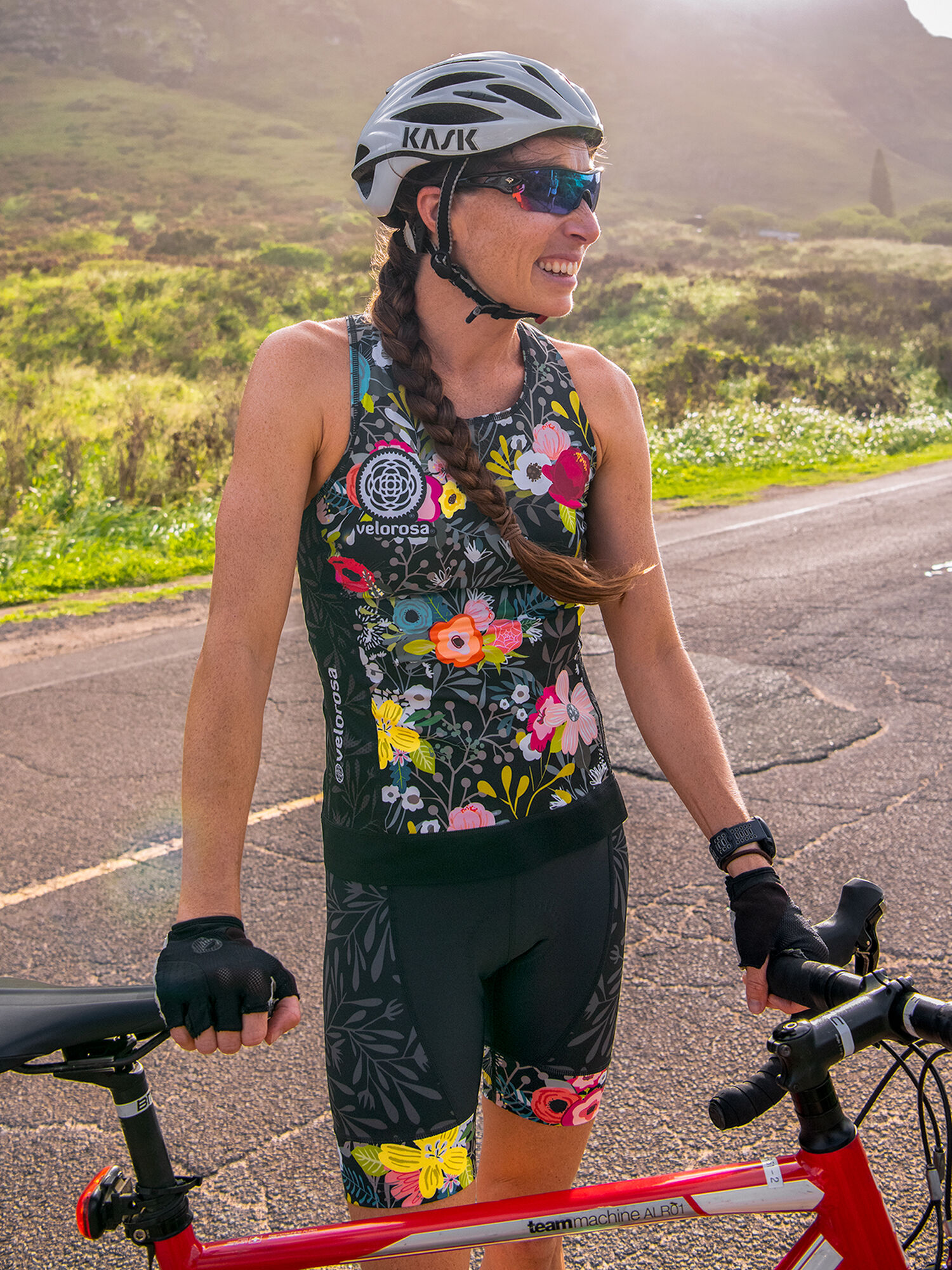 Ride Relentless Cycling Tank Top - Night Garden, , model