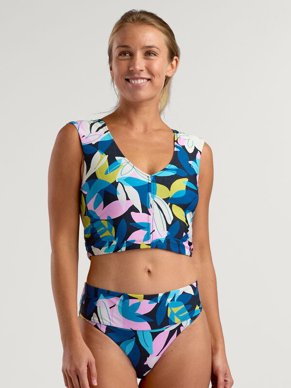 Whitecap Cropped Tankini Top Long-Line Adjustable Swim Top