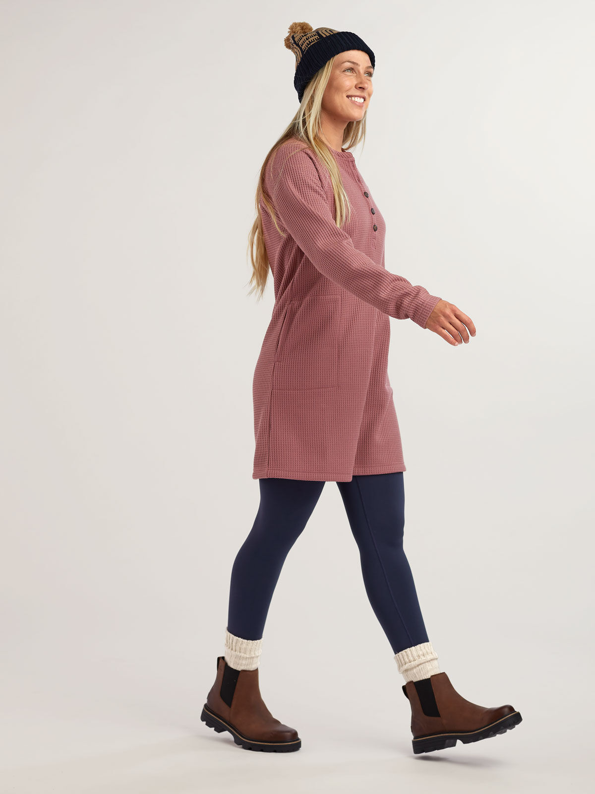 Toad&Co Women's Waffle Henley Dress: Bitterroot | Title Nine