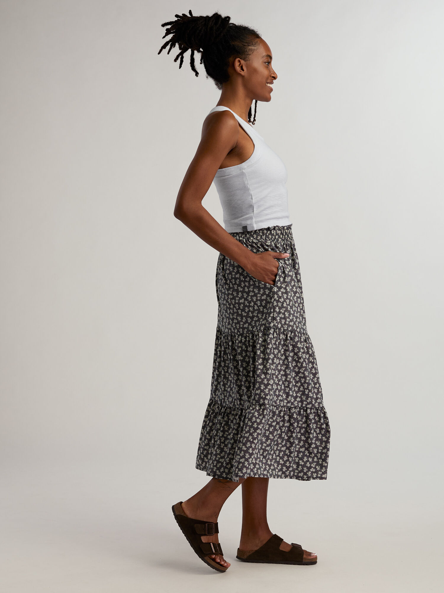 Crusher Tiered Midi Skirt, , original