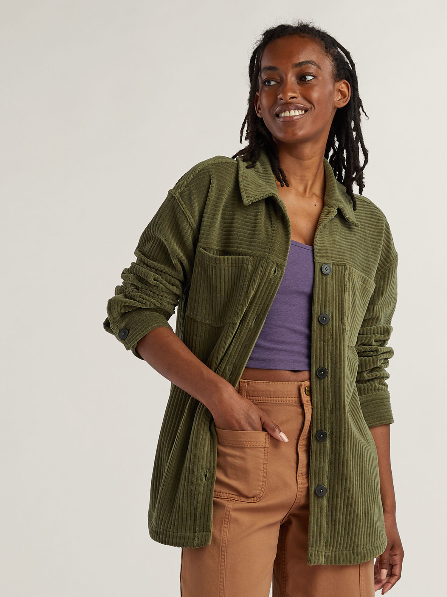 Hudson Stretch Cord Shacket, , original