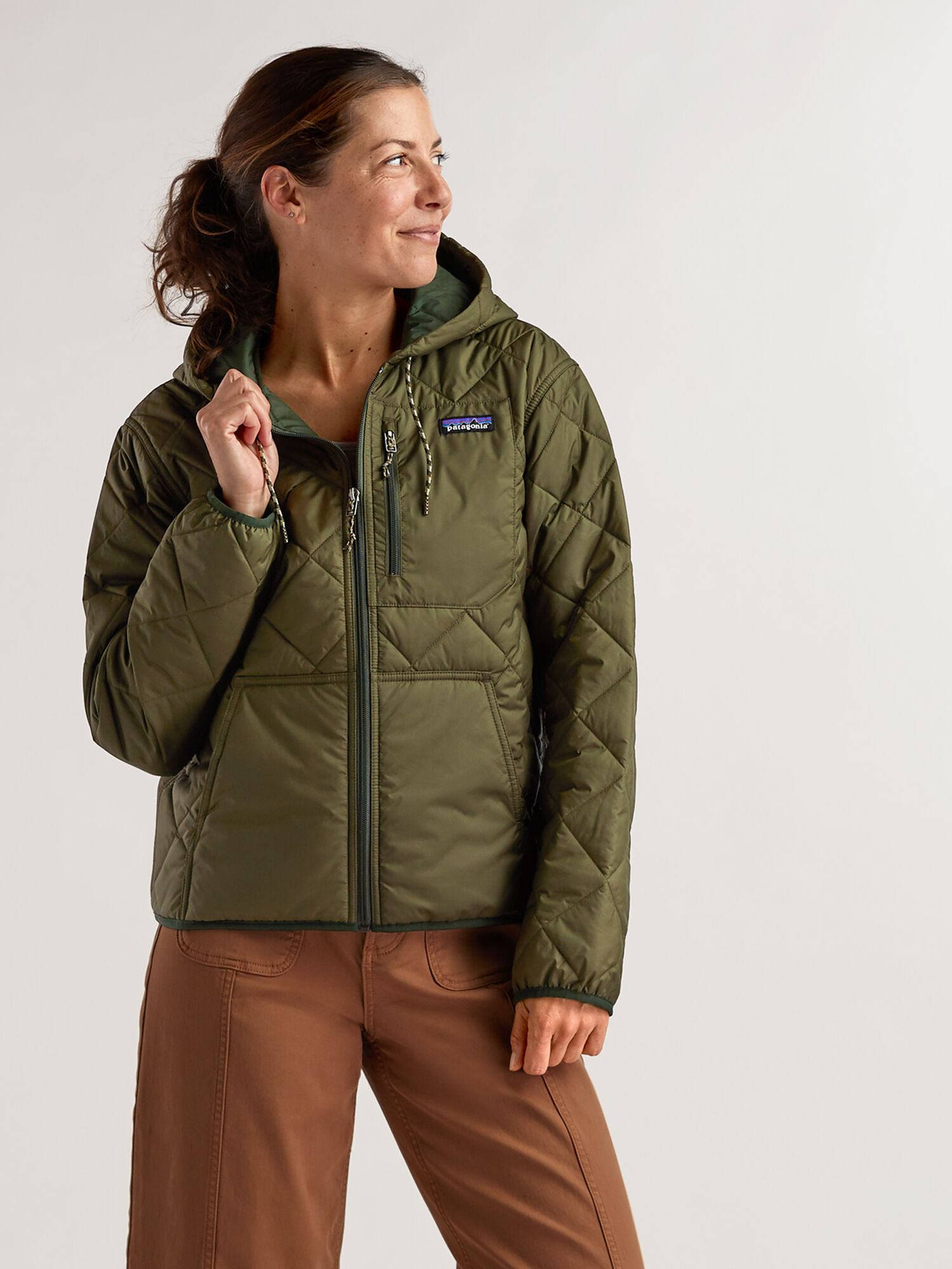 Diamond Quilted Bomber Hoodie Jacket, , original