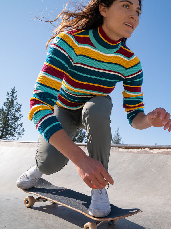 Synergy Ribbed Turtleneck Sweater - Stripe, , model