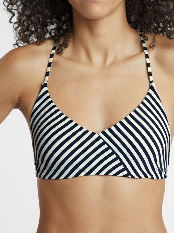 Carve Designs Bikini Top: Goldie Navy Stripe