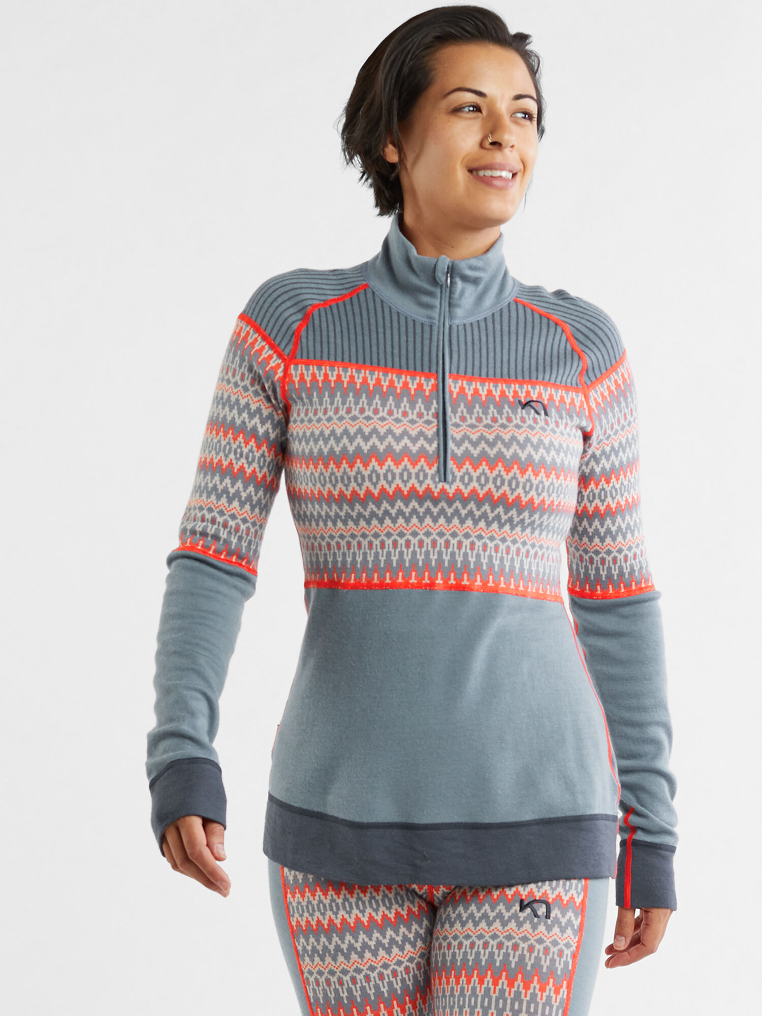 Scandi 1/2 Zip Long Sleeve Top, , original