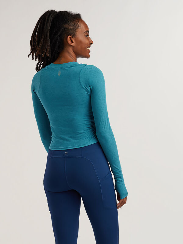 Free People Women’s Tempo Ruched Long Sleeve Crop Top