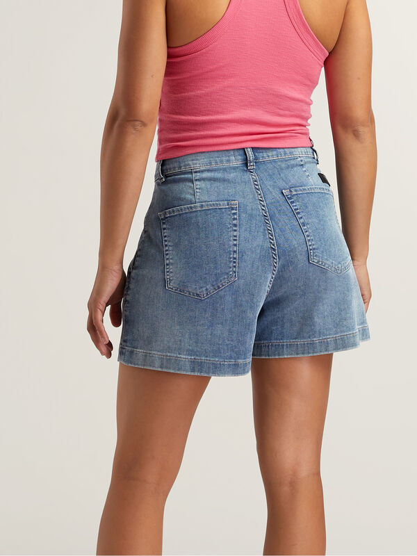 Performance Pleated Jean Shorts - 5", , original