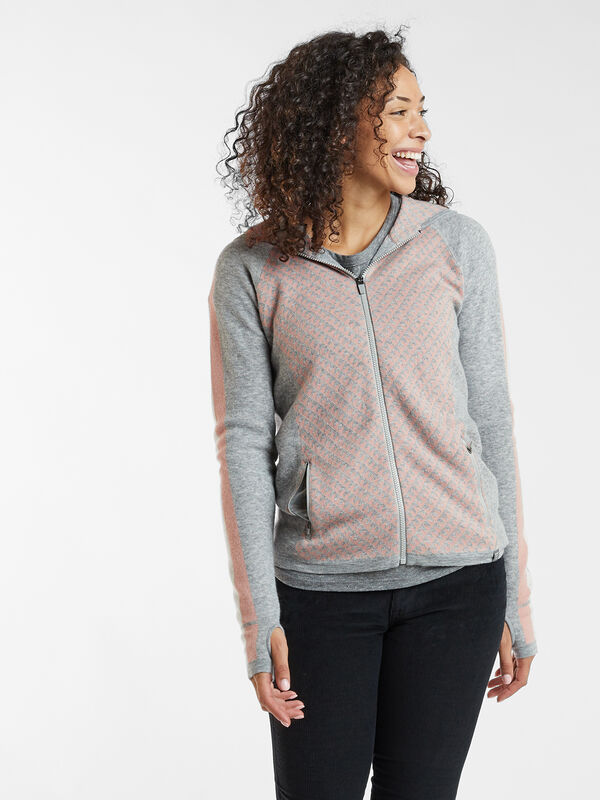 Super Power Full Zip Sweater - Houndstooth Geo, , model