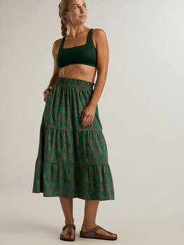 Flowy Midi Skirt: Crusher - Tiered