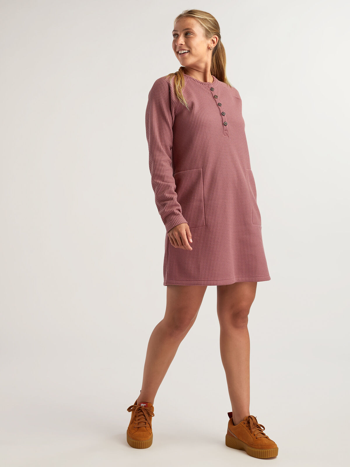 Toad&Co Women's Waffle Henley Dress: Bitterroot | Title Nine