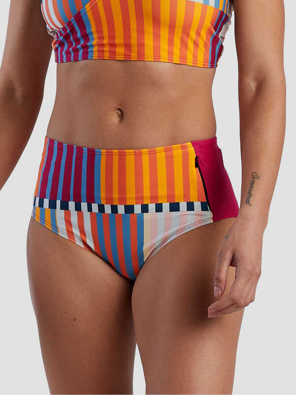 Zip Pocket High Waisted Bikini Bottom - Ibiza, , original