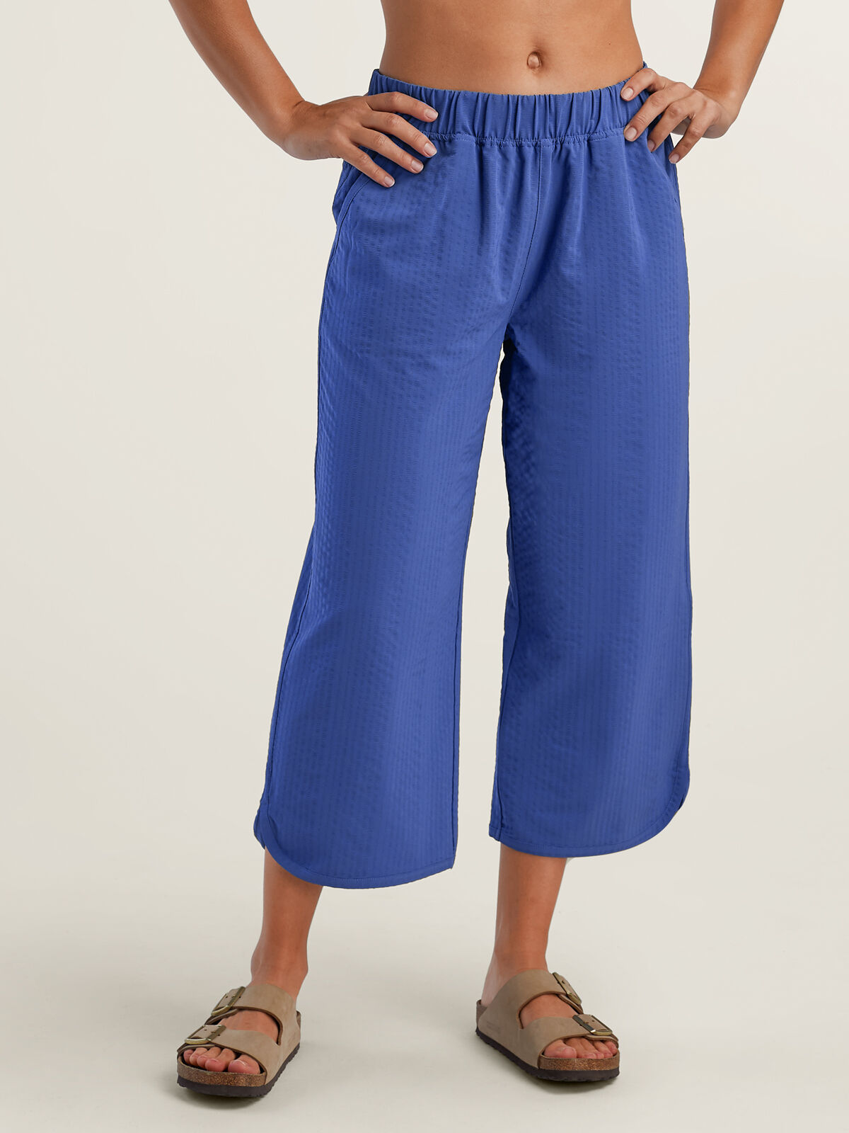 Wide Leg Cropped Pants: Slaycation Textured