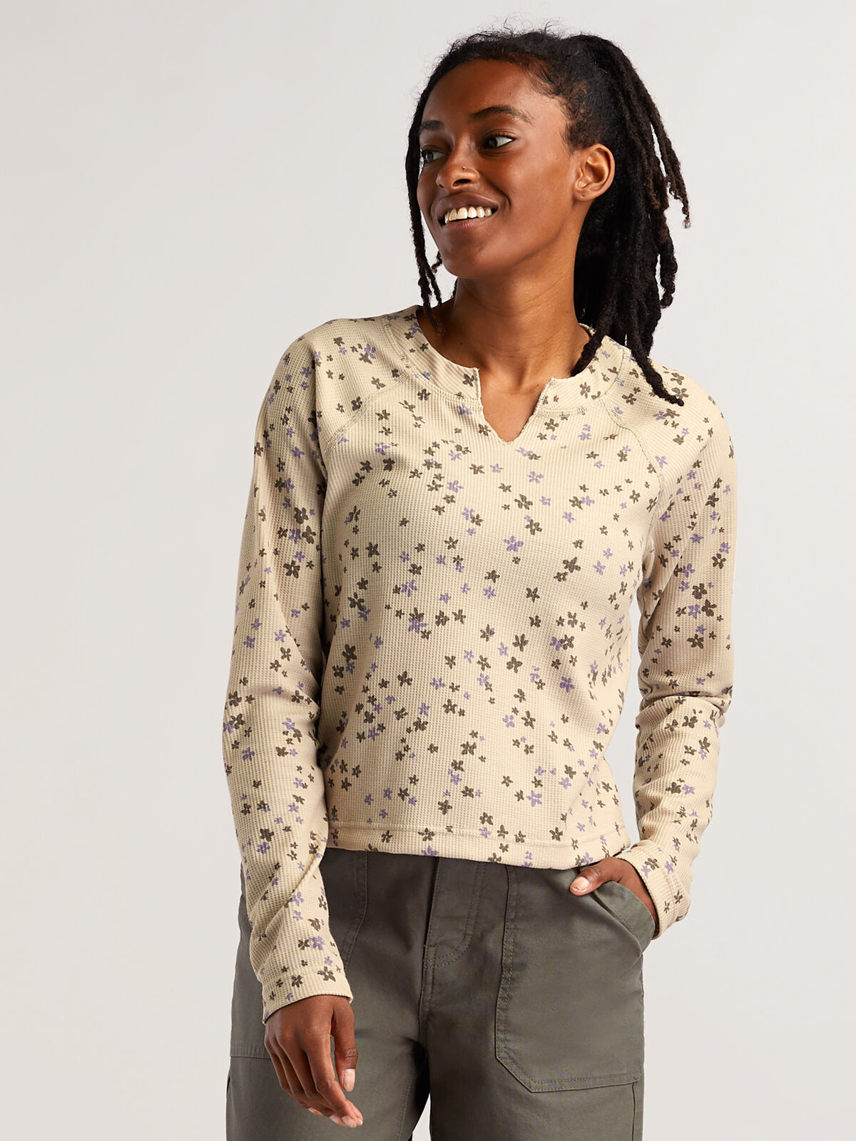 Women's Long Sleeve Waffle Knit Top Nectar | Title Nine