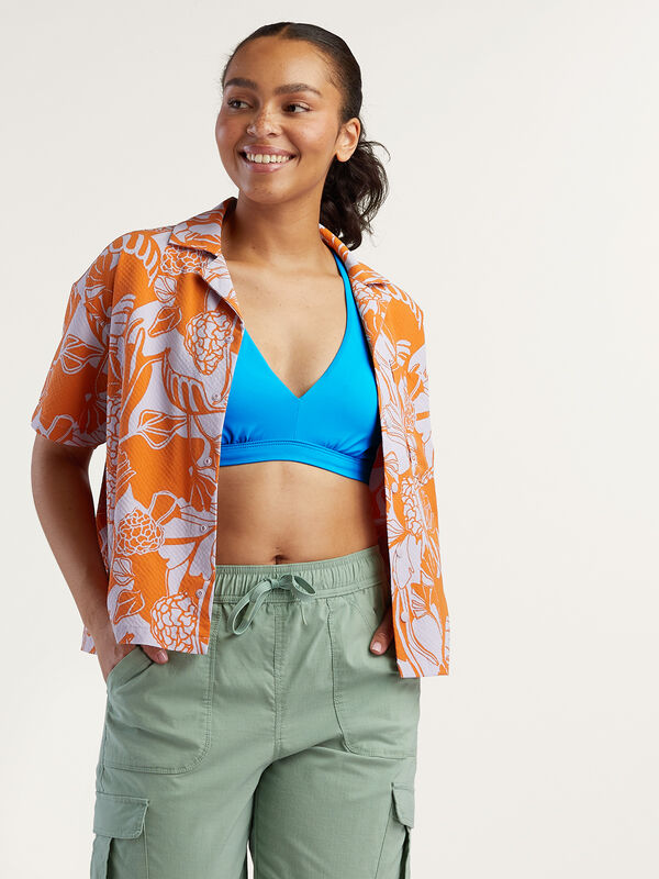Women's Short Sleeve Button Down: Lil Party Shirt