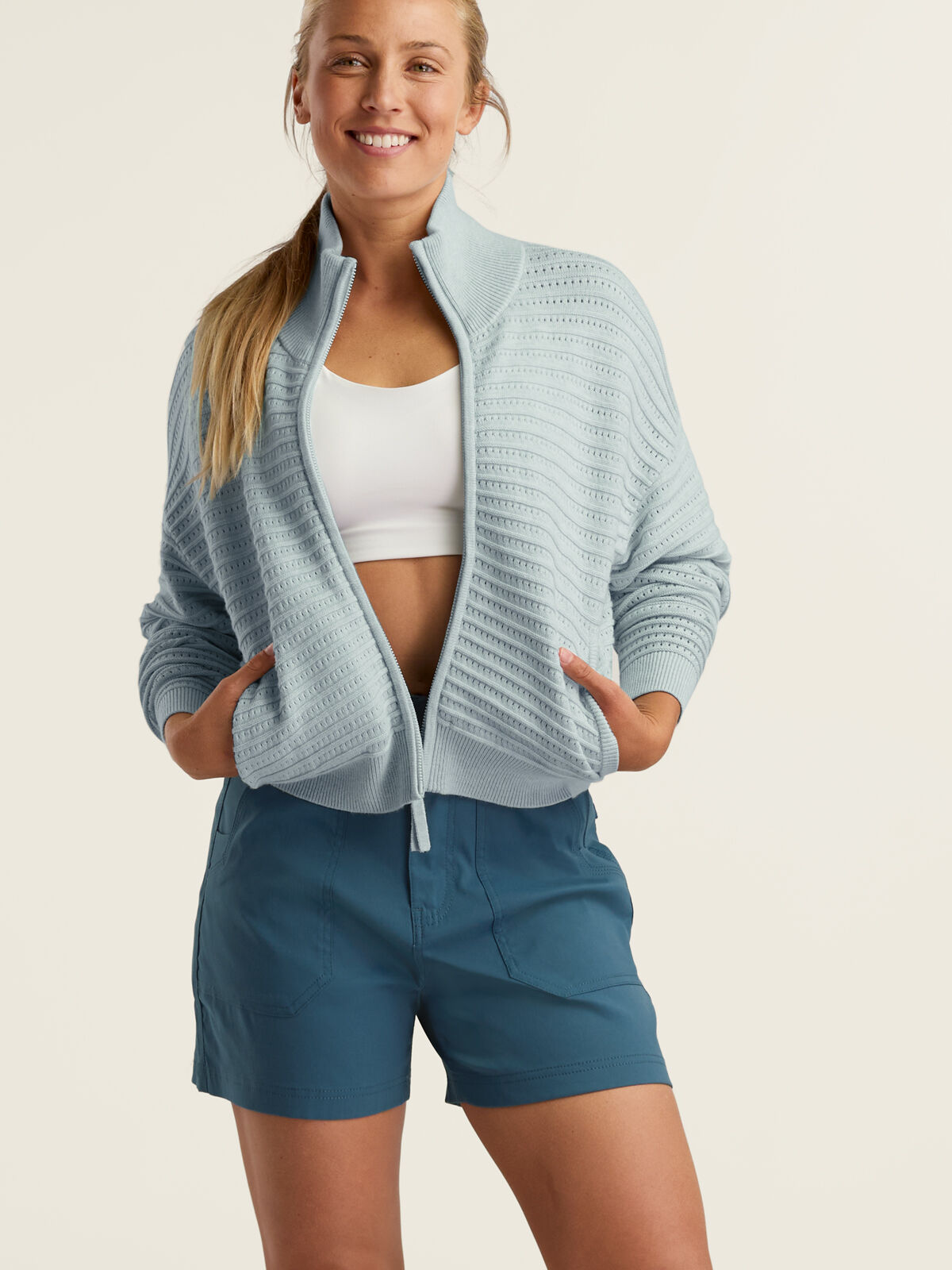 Avila Full Zip Sweater | Women's Breathable Cotton Zip Cardigan