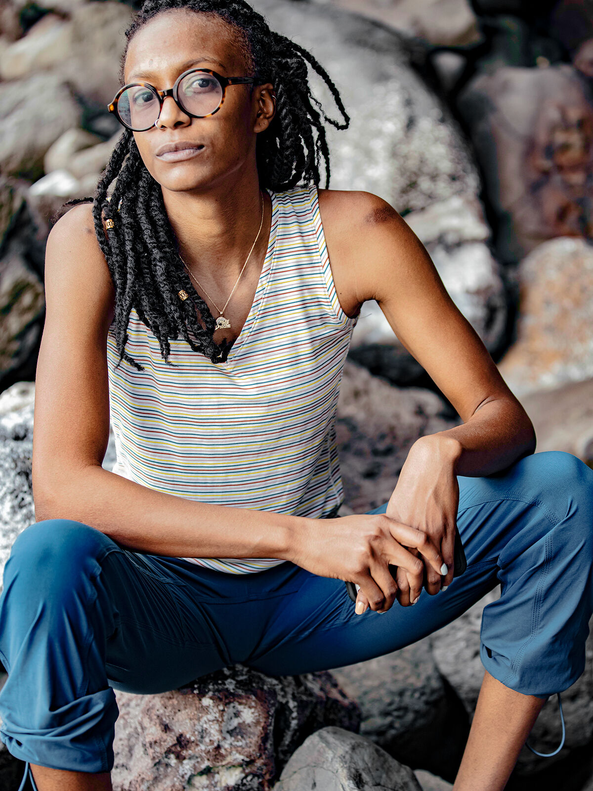 V Neck Tank Top Womens Henerala Little Stripe | Title Nine