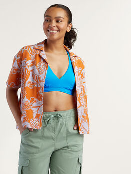 Women's Short Sleeve Button Down: Lil Party Shirt